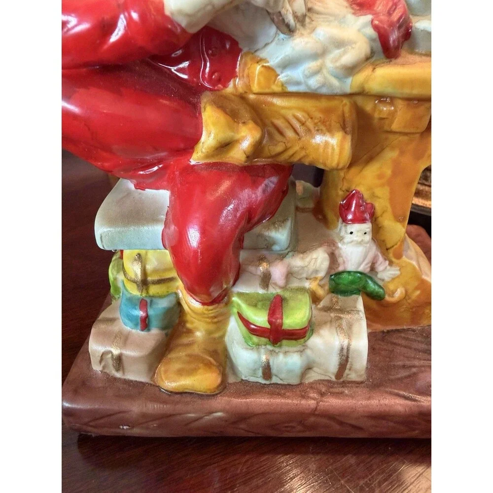 Vintage Santa Claus Music Box Santas Workshop Plays Jingle Bells Japan